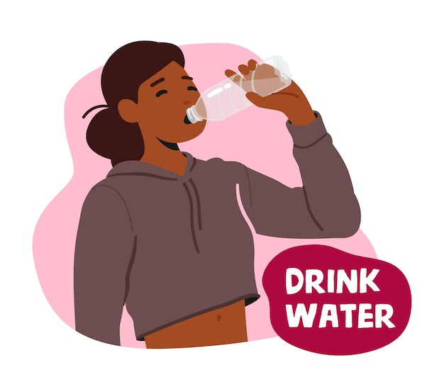 Vettore sanità immunità boost banner di idratazione con manfemale in buona salute personaggio bere acqua happy fit woman