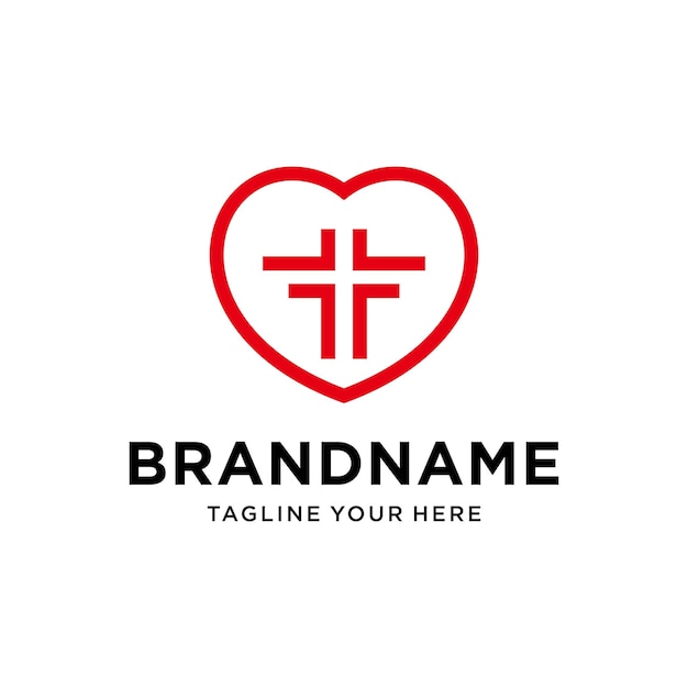 Health care logo Cross plus with heart medical logo Vector icon design template