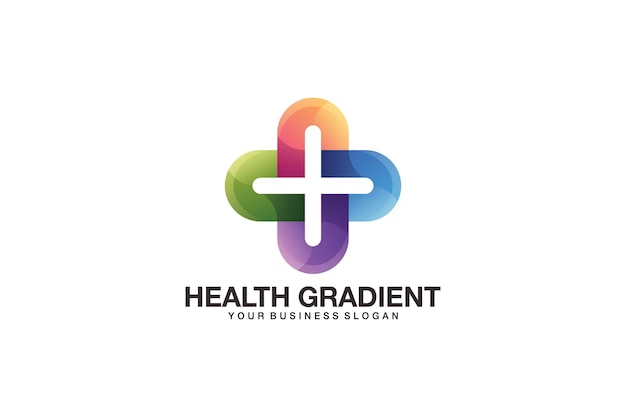 Health care logo in gradient colors with plus sign