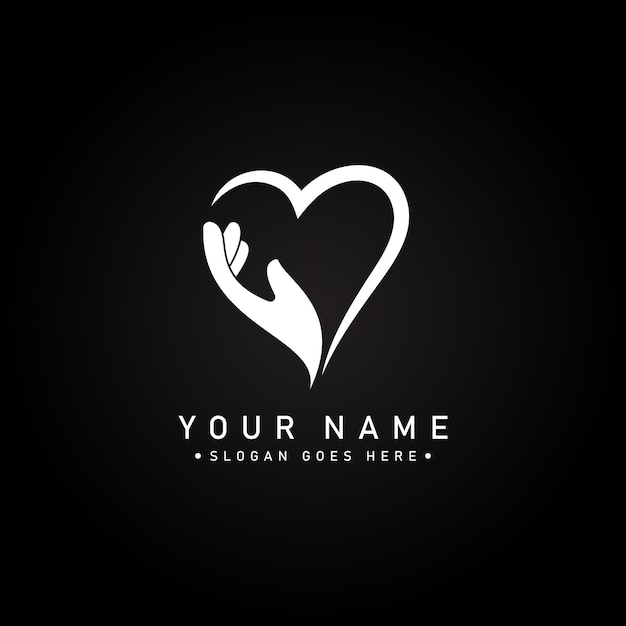 Health Care Logo with Heart and Hand Shape