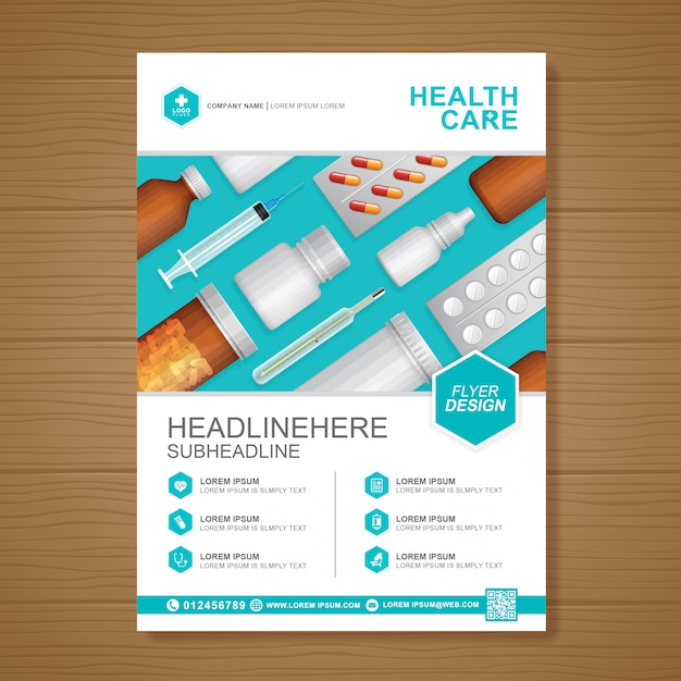 Health care and medical cover a4 design template