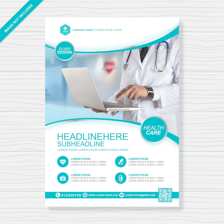 Vector health care and medical cover a4 design template