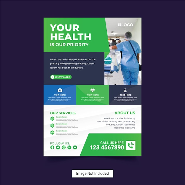 Health care medical flyer poster template