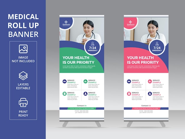 Progettazione di roll up sanitari e medici, design di banner roll up medici, ospedale sanitario,