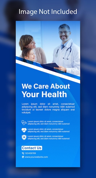 Vector health care and medical roll up design standee and banner template