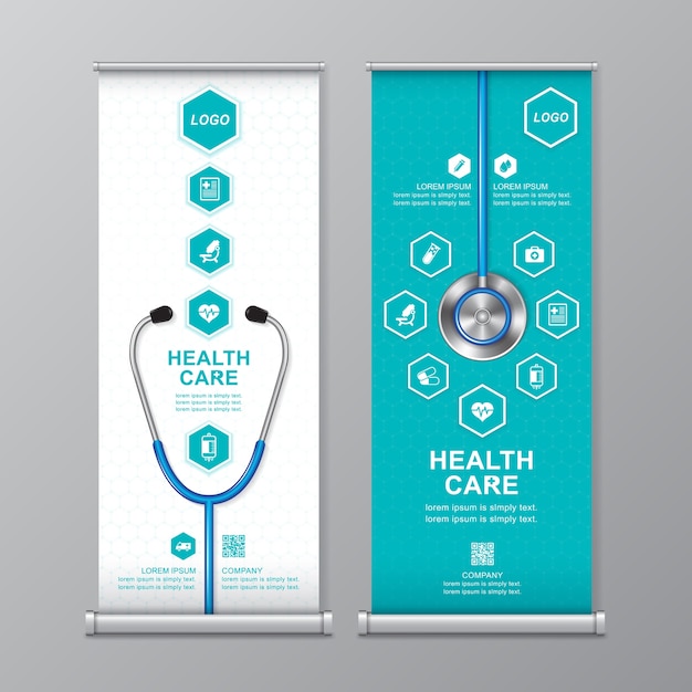 Health care and medical roll up and standee template