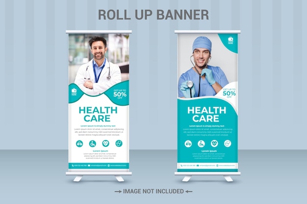 Health care medical roll up or x banner template