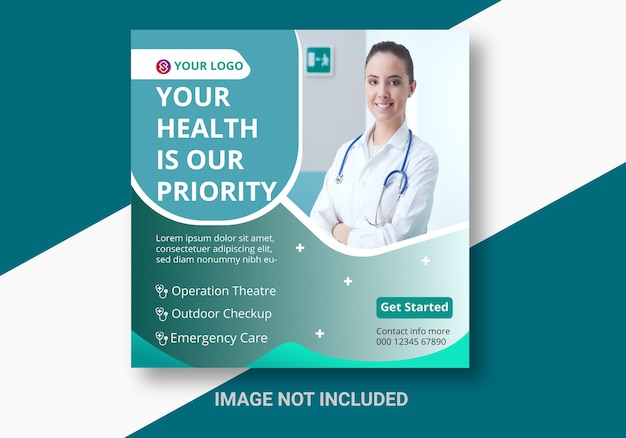 Health care medical services social media Instagram post banner template design