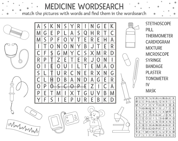 건강 관리 개요 Wordsearch 퍼즐