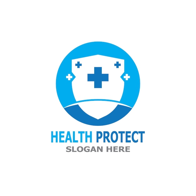Здравоохранение защищает векторный шаблон логотипа медицины