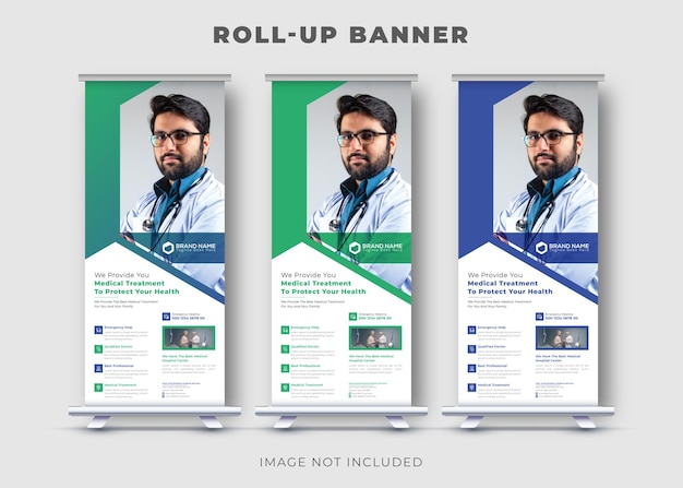病院のヘルスケアロールアップバナーデザイン