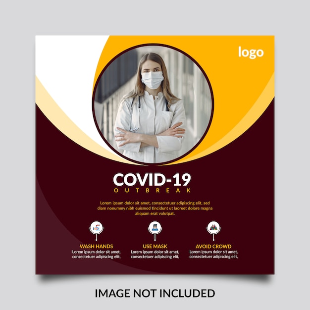 Health care social media banner and Instagram post template design about Corona-virus or covid-19