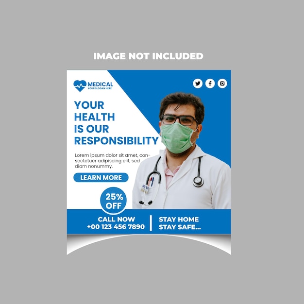 Health care social media and banner template.