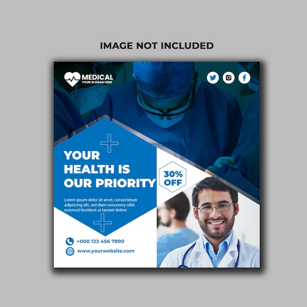 Health care social media and banner template.