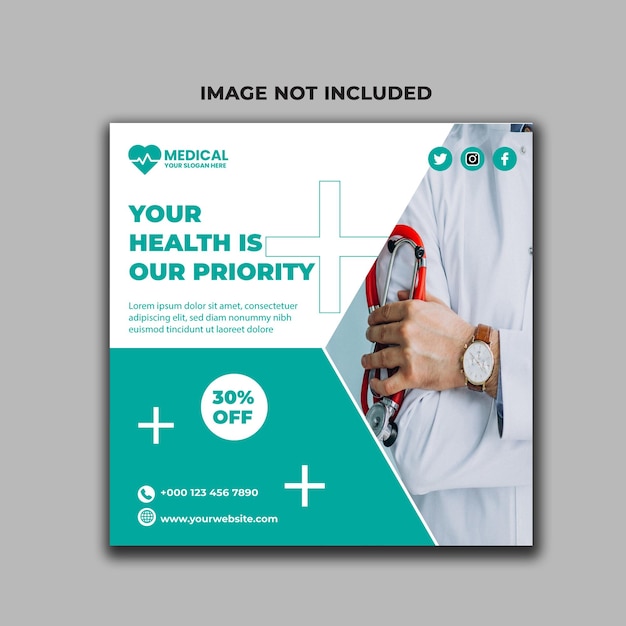 Vector health care social media and banner template.