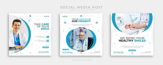 Vector health care social media post templates