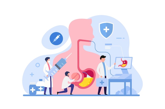 Health care and stomach treatment design concept Gastroenterology doctor vector illustration