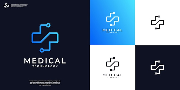 ベクトル ヘルスケア技術のロゴデザインのインスピレーション