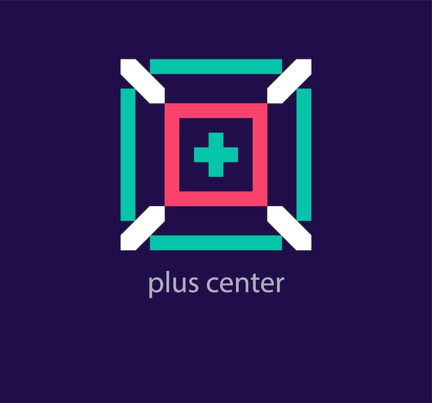 Vector health center and plus sign logo unique design color transitions private hospital center