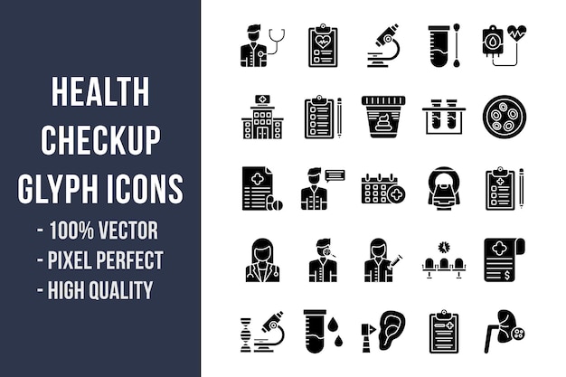 Health Checkup Glyph Icons