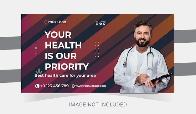 Vector health clinic and corporate social media post template