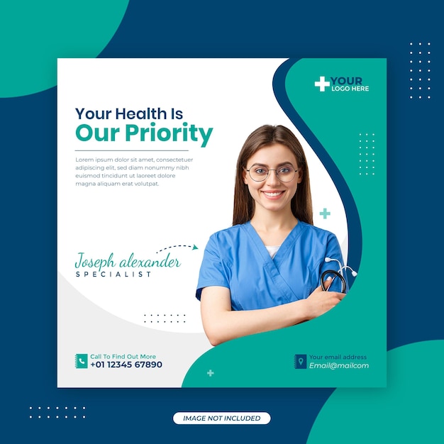 Health clinic post social media post template