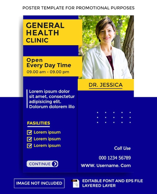 Health clinic theme poster template