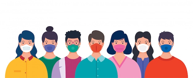 Health Concept Of People Wearing Medical Masks