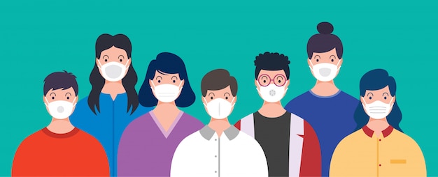 health concept of people wearing medical masks