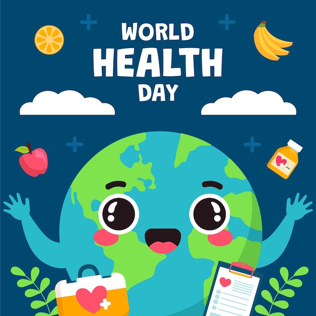 health day social media illustration flat cartoon hand drawn templates background