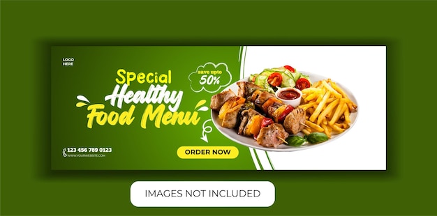 Health and delicious food menu social media post and facebook cover template