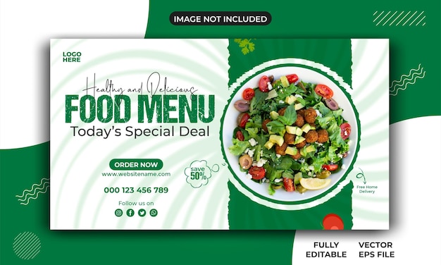 Health and delicious food menu social media post and web banner template