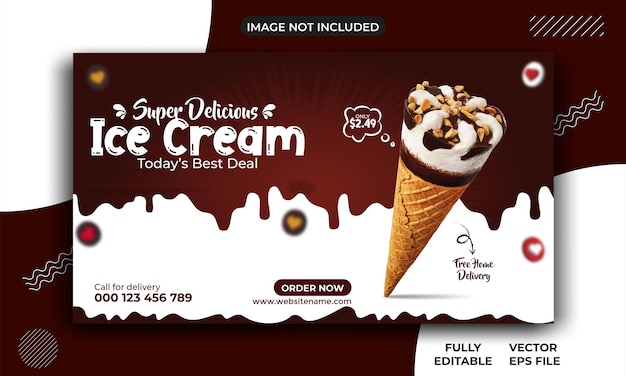 Health and delicious ice cream social media post and web banner template