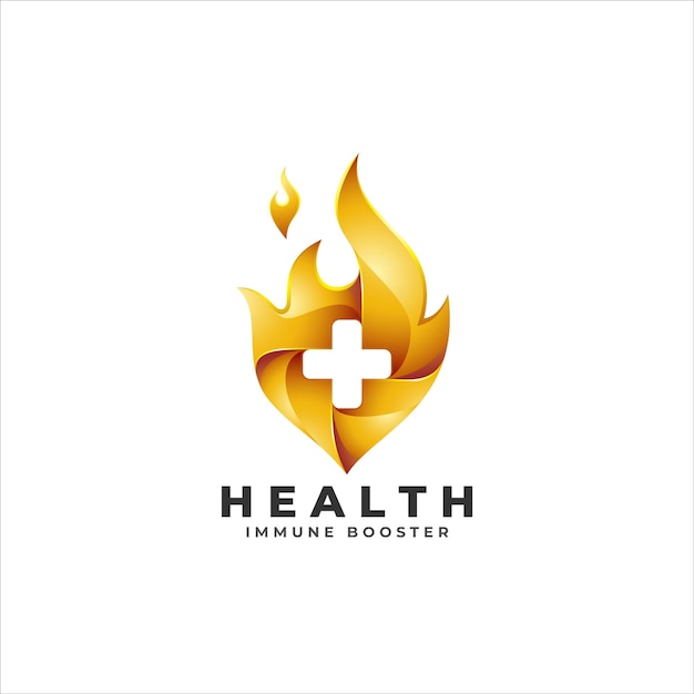 Vector health enhancer logo with burning cross concept for immune booster