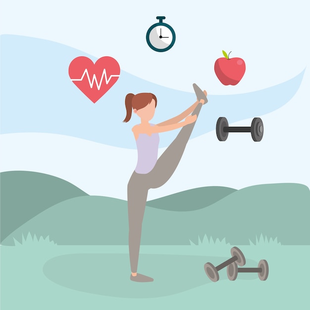 Vector health fitness cartoon