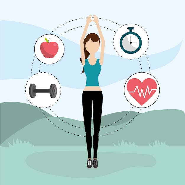 Vector health fitness cartoon