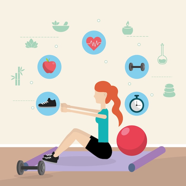 Vettore cartone animato fitness salute