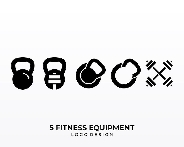 Vector health fitness equipment kettlebell logo design.