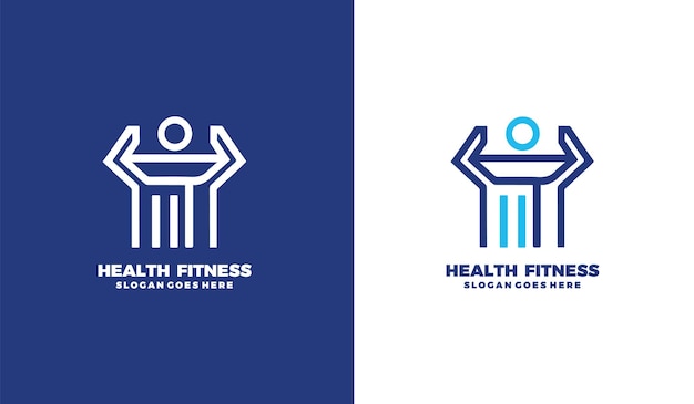 Health fitness logo template flat style design template