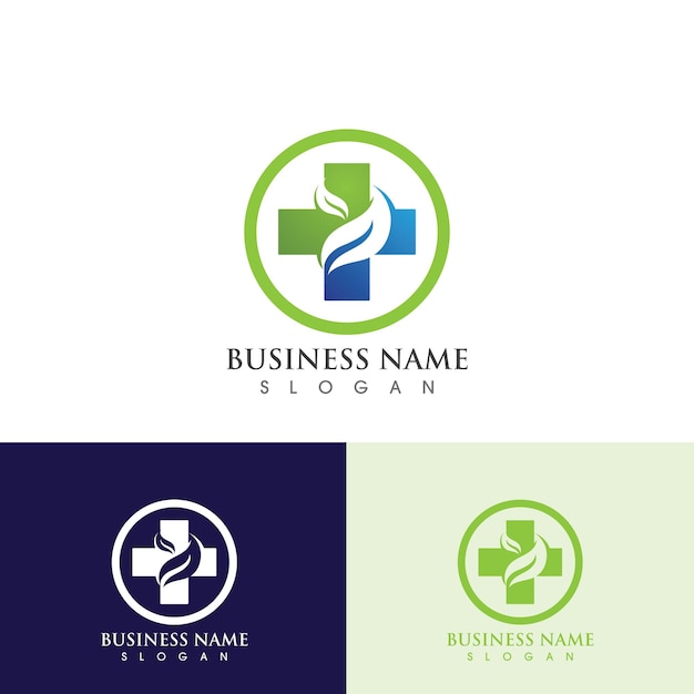 Health hospital logo and symbol template, green logo vector