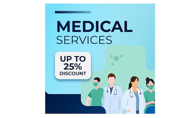 Health Hospital and Medical Services Post with doctors and nurses for instagram facebook linkedin