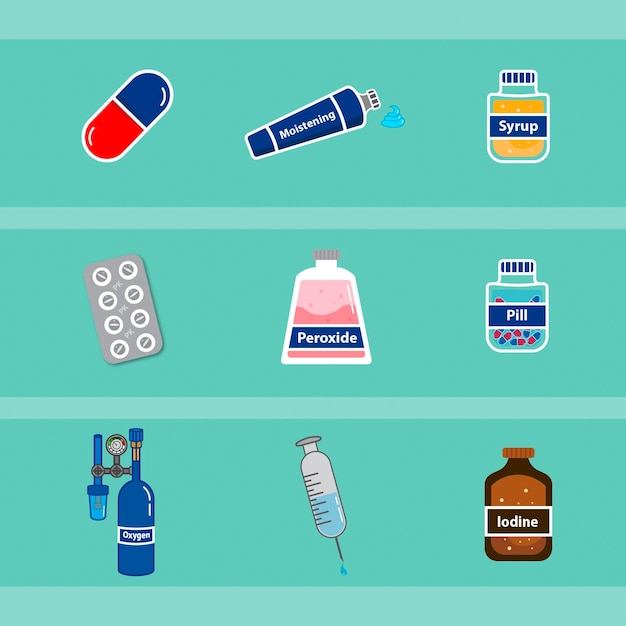 Vector health icons set medical supplies