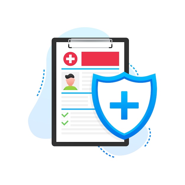 health insurance concept medical document clipboard vector illustration