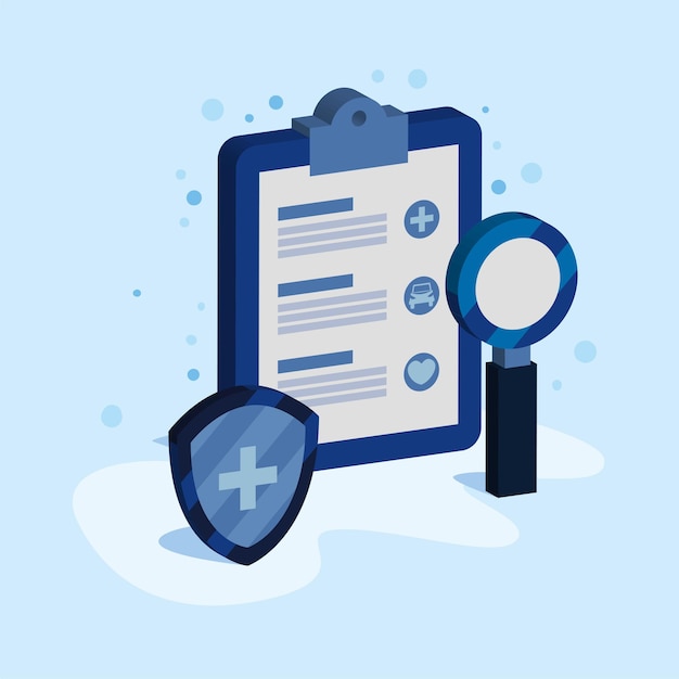 health insurance service isometric icons
