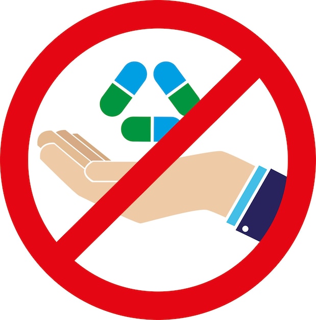 Health issues No pills Hand palm protection symbol Caring for health Medical protection Fake