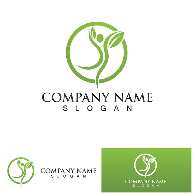 Premium Vector | Health life people tree leaf green logo