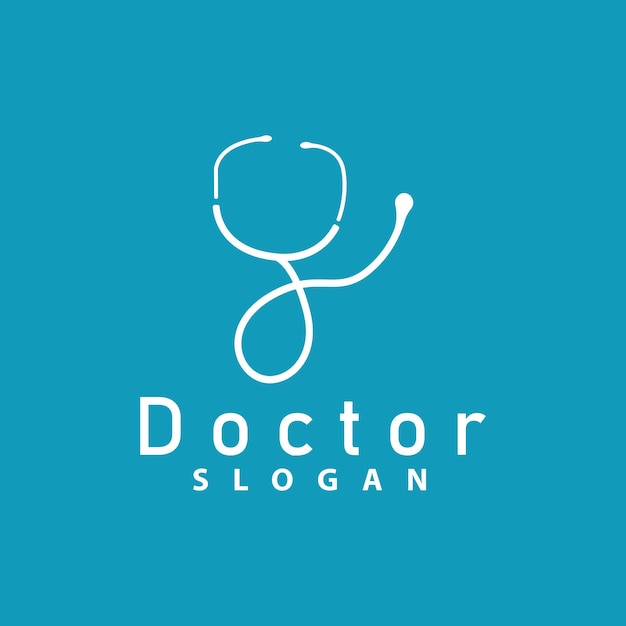 Health Logo Doctor Stethoscope Vector Health Care Line Design Icon Silhouette Illustration