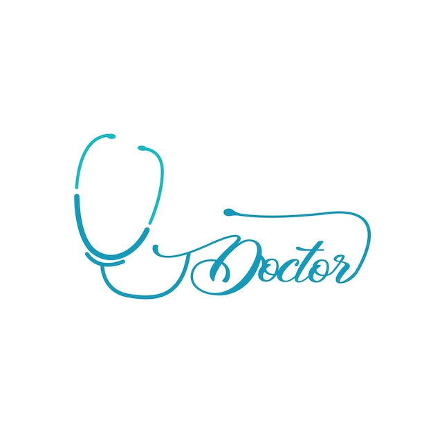 Health logo doctor stethoscope vector health care line design icon silhouette illustration