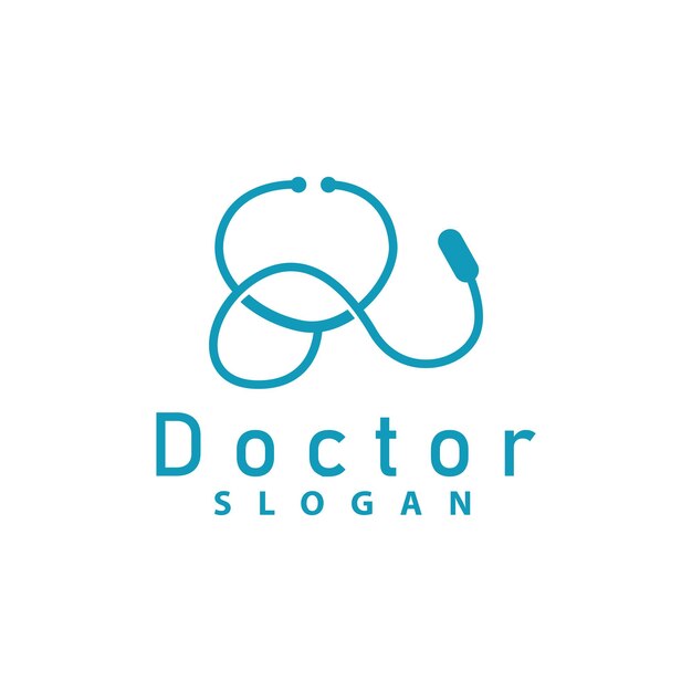 Health logo doctor stethoscope vector health care line design icon silhouette illustration