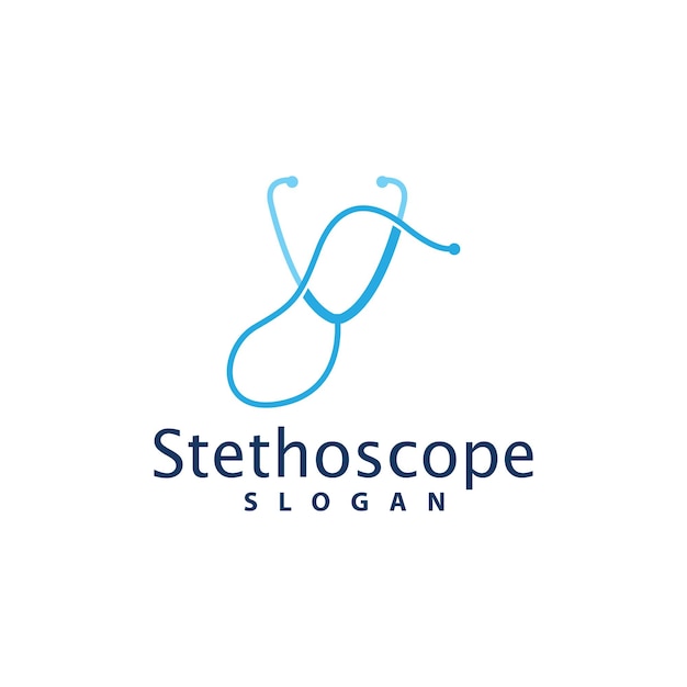 Health Logo Doctor Stethoscope Vector Health Care Line Design Icon Silhouette Illustration